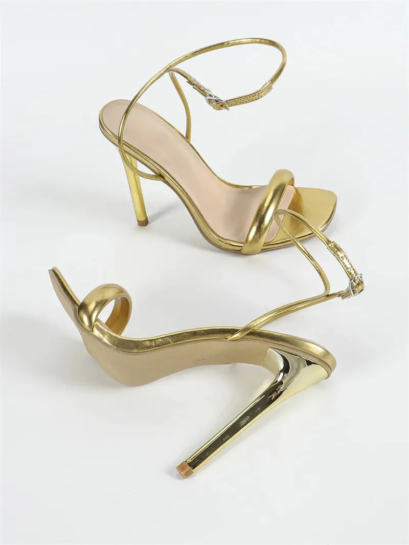 Gold  Ankle Strap high heel Sandals