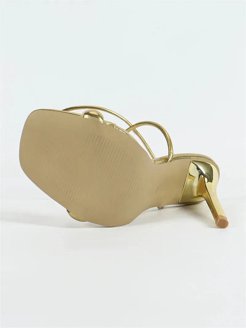 Gold  Ankle Strap high heel Sandals