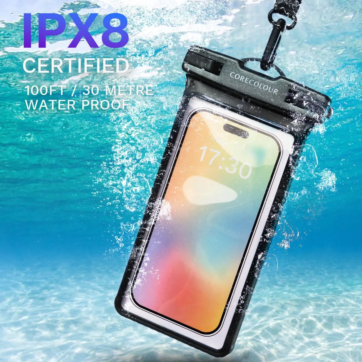 Green IPX8 Certified Water Proof Bag with Lanyard