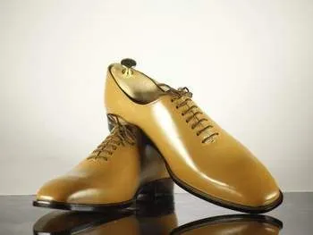 Handmade Men's Tan Color Leather Wholecut Lace Up Shoes, Men Designer Dress Formal Luxury Shoes
