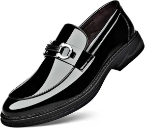 HASMI Leather Shoes Men's Leather Casual Men's Shoes Trendy Shiny British All-Match Small Leather Shoes Men's Business Formal Shoes