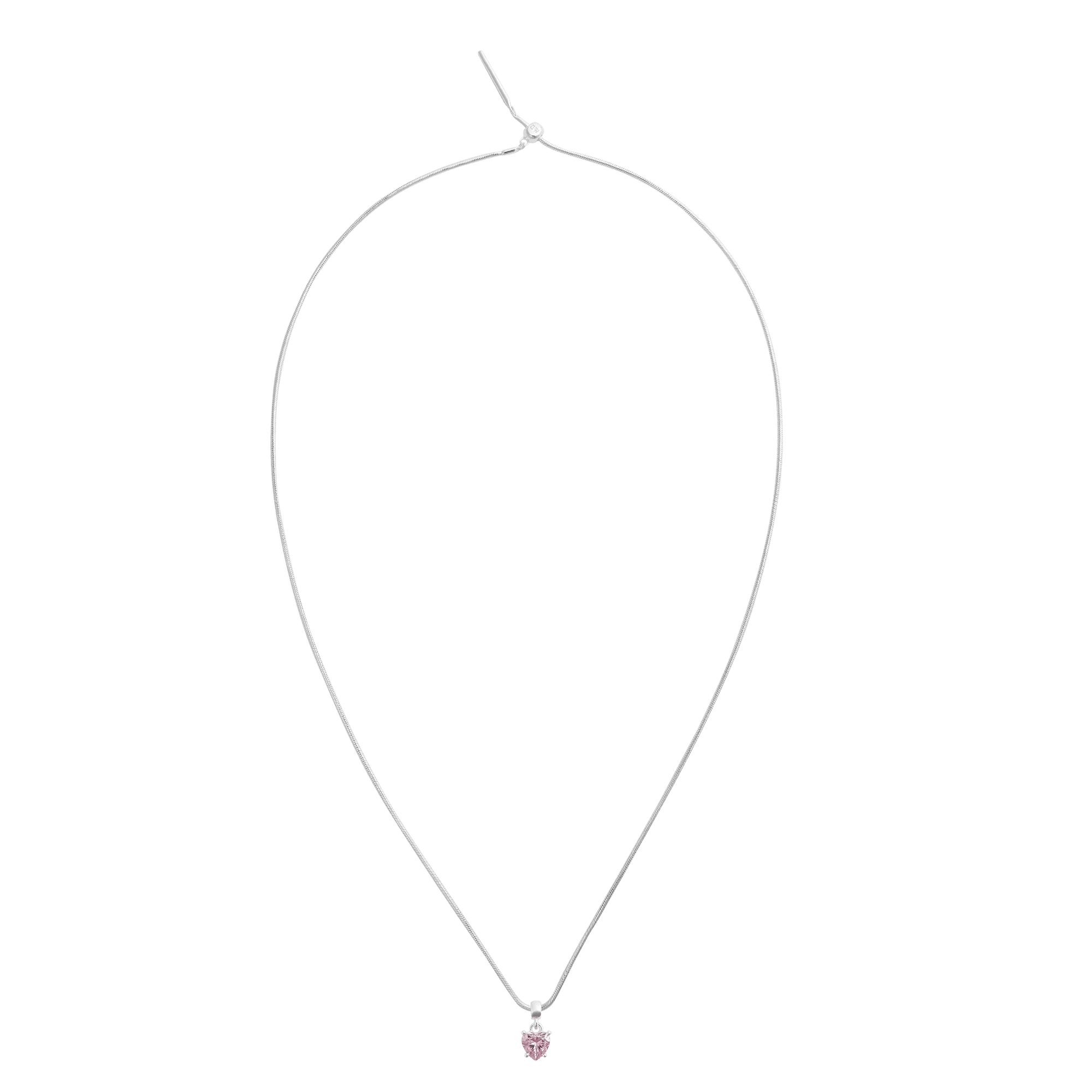 Heart Pink Crystal Charm Silver