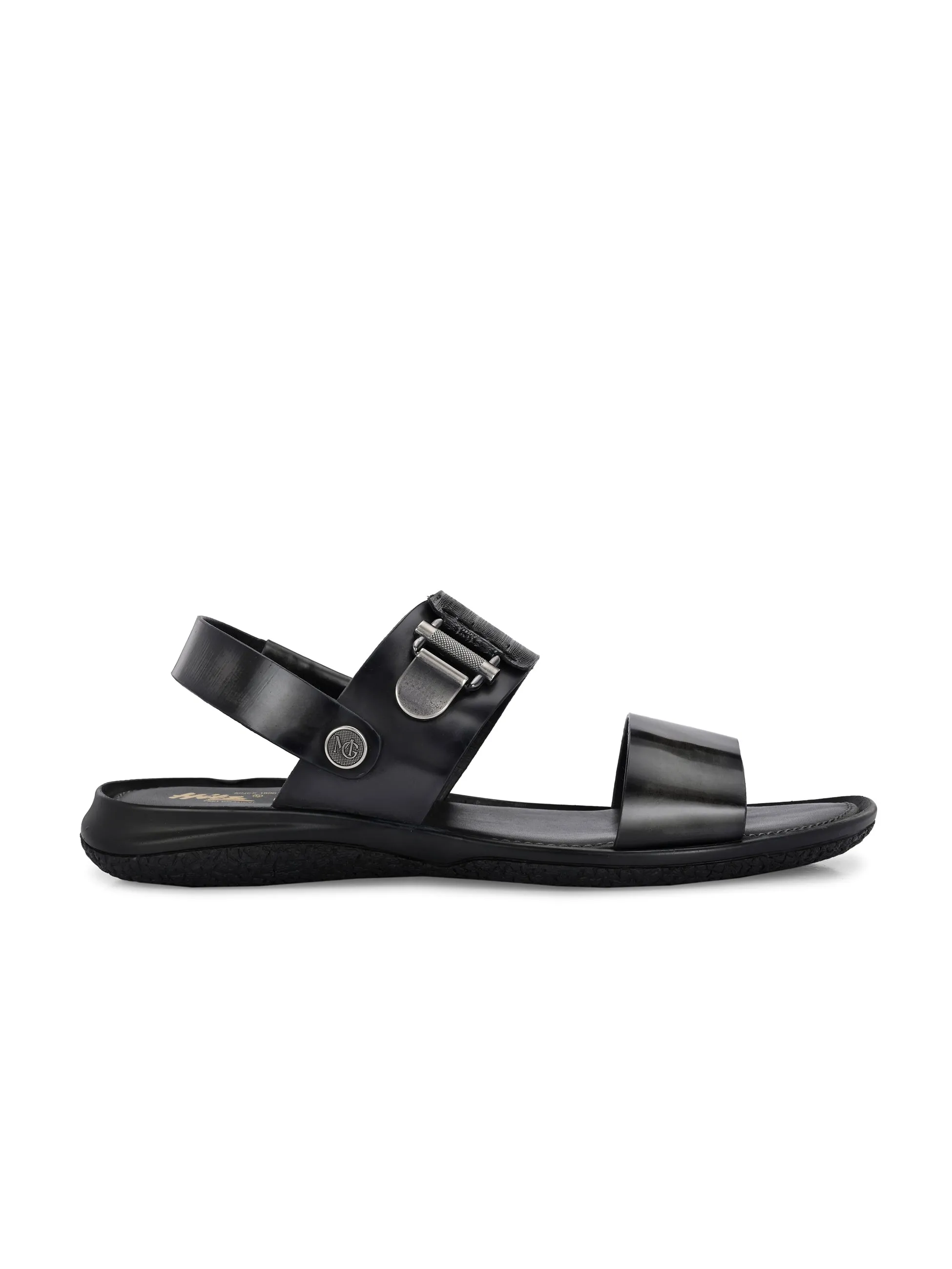 Hitz Men's Grey Leather Daily Wear Sandals