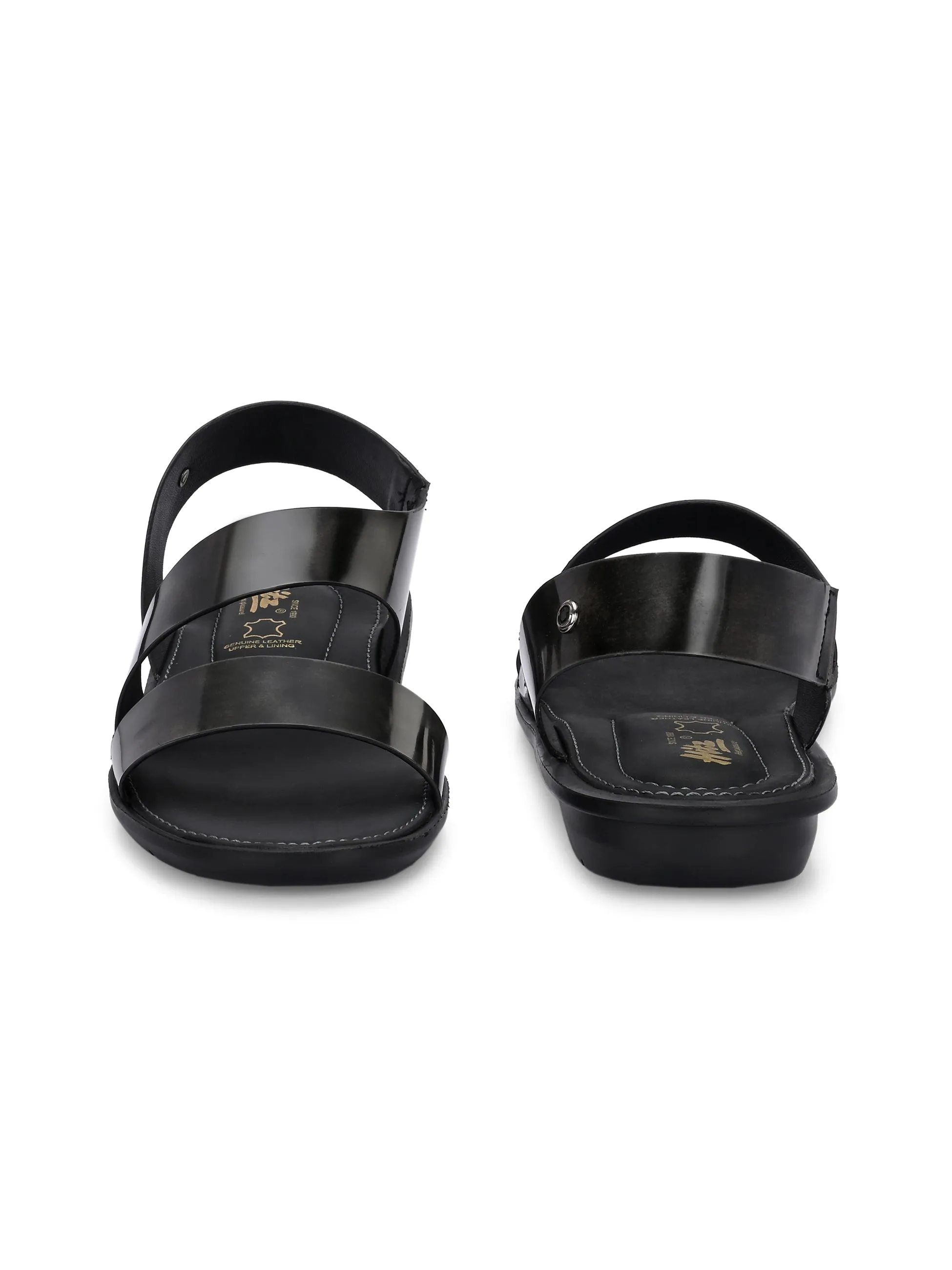 Hitz Men's Grey Leather Daily Wear Sandals