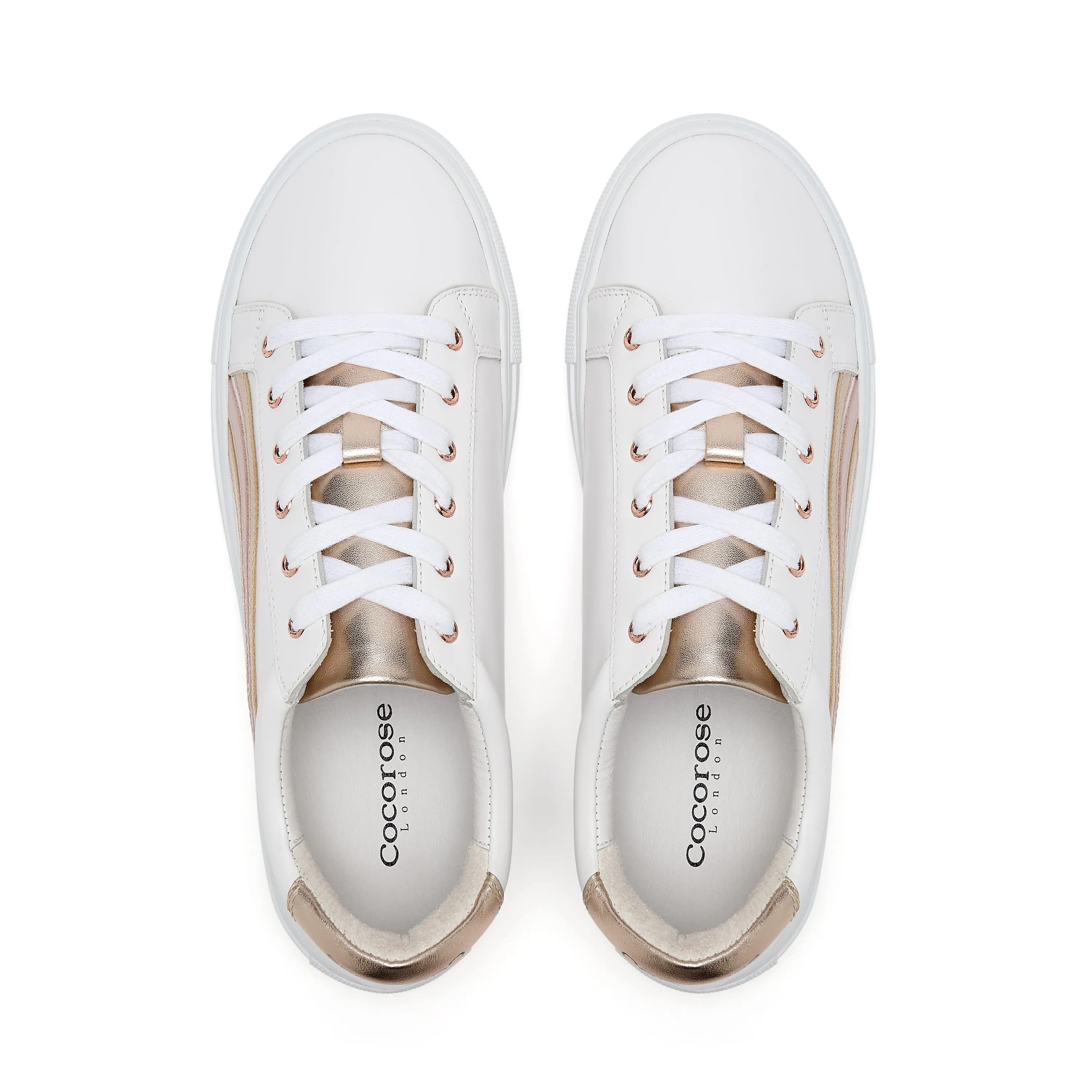 Hoxton - Rainbow Rose Gold & Pastel Pink Leather Trainers