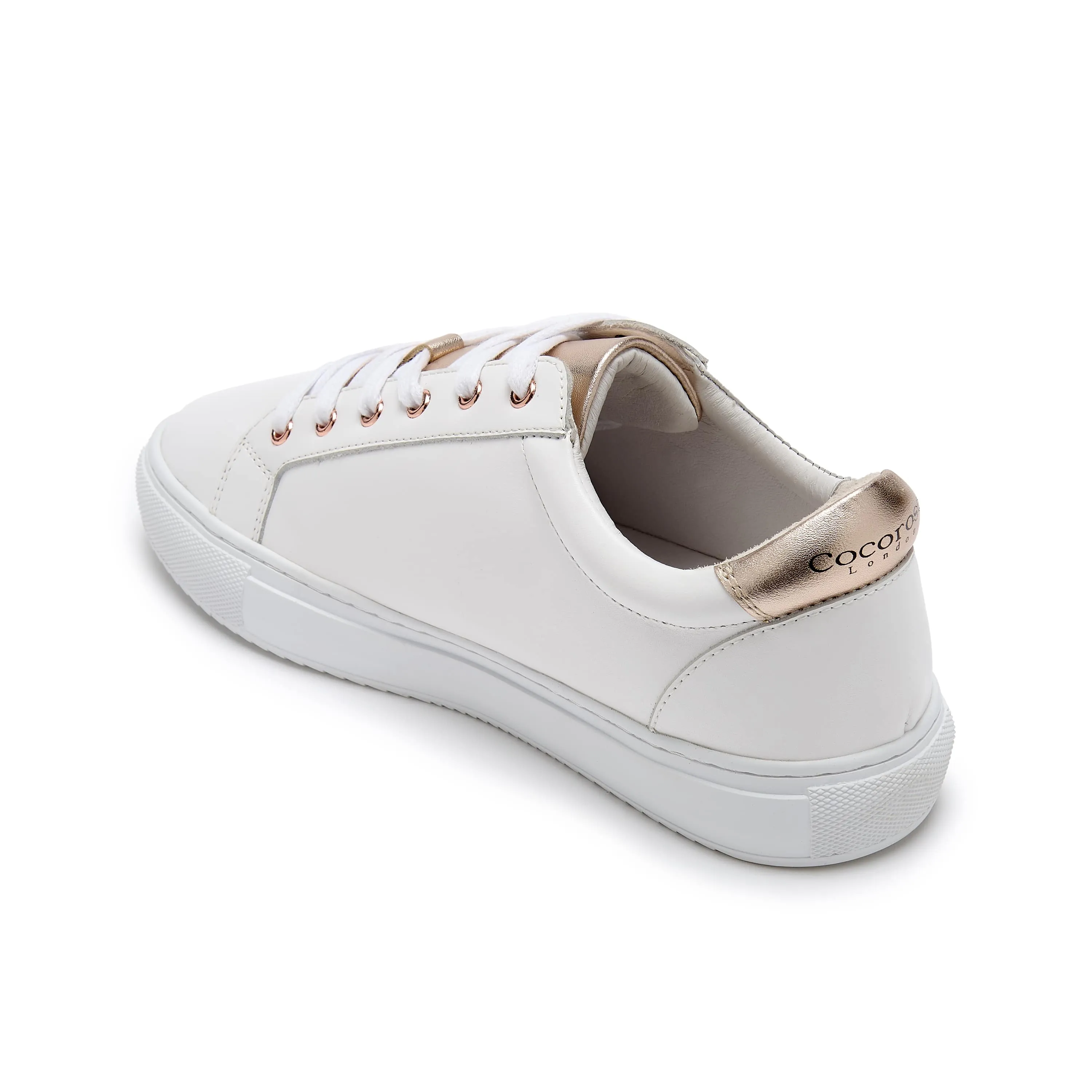 Hoxton - Rainbow Rose Gold & Pastel Pink Leather Trainers