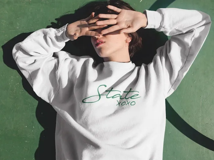 Ink Detroit State XOXO Crewneck Sweatshirt - Green & White