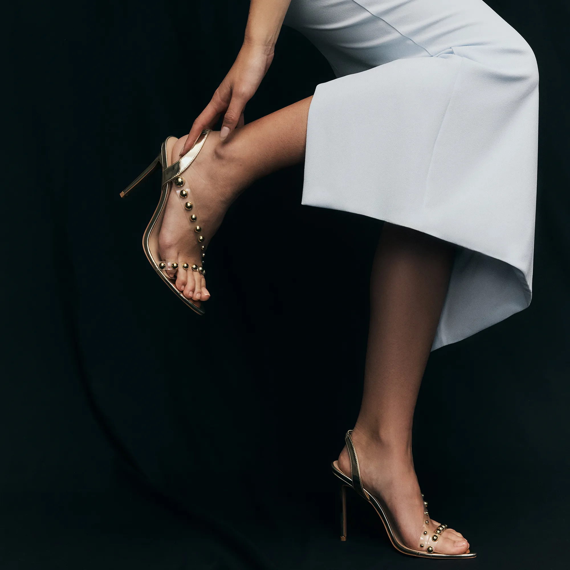Jessie Sandal Vinylite & Gold Metallic Patent Leather