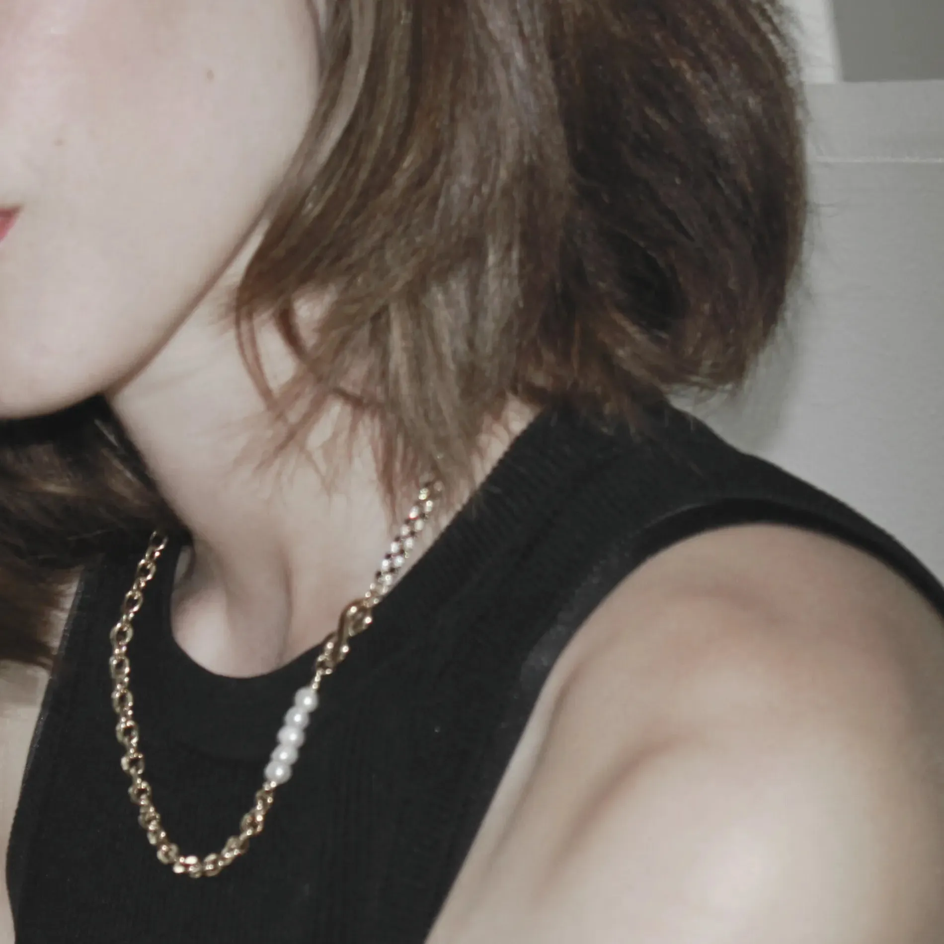 Joy Waterproof Infinity CZ Pearl Necklace 18K Gold Plating