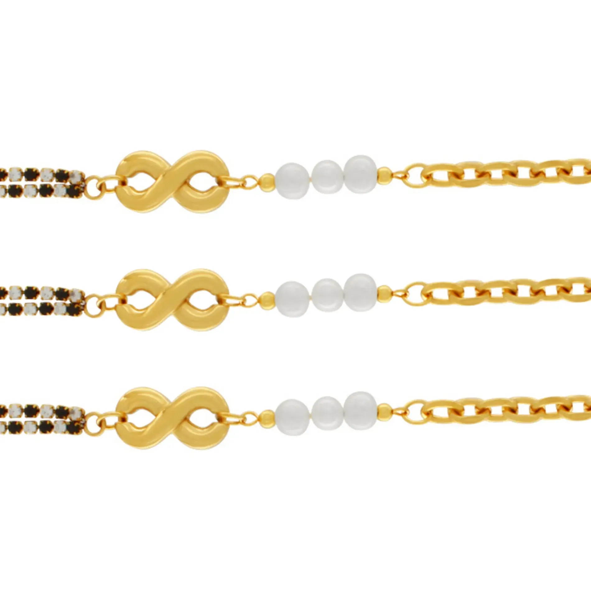Joy Waterproof Infinity CZ Pearl Necklace 18K Gold Plating