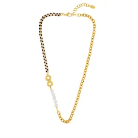 Joy Waterproof Infinity CZ Pearl Necklace 18K Gold Plating