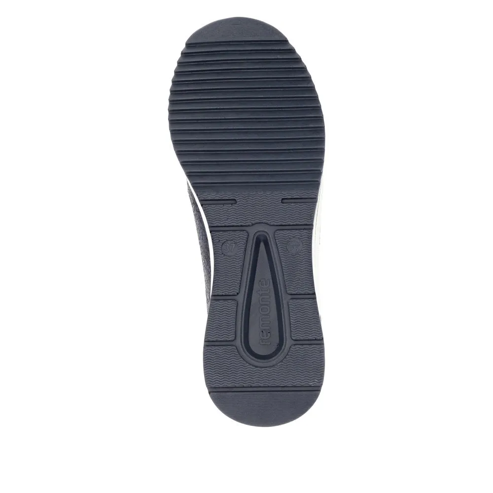 Ladies Zip Up Trainers Sneakers Navy Wedge D0T08-12