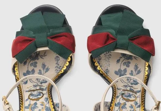 Leather Sandal with Web Bow