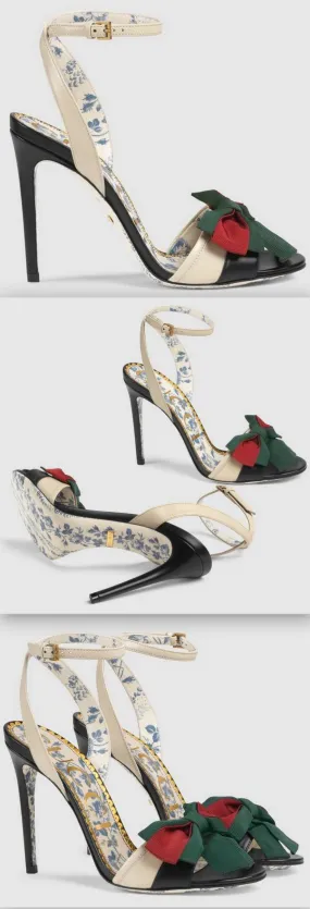 Leather Sandal with Web Bow