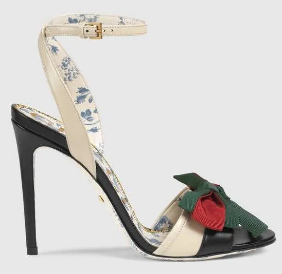 Leather Sandal with Web Bow