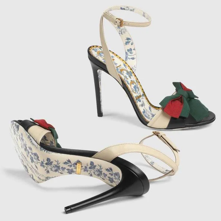 Leather Sandal with Web Bow