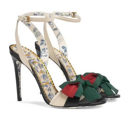 Leather Sandal with Web Bow