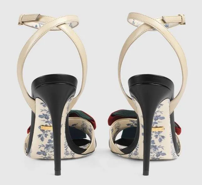 Leather Sandal with Web Bow