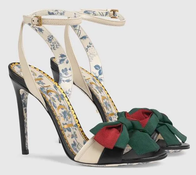 Leather Sandal with Web Bow