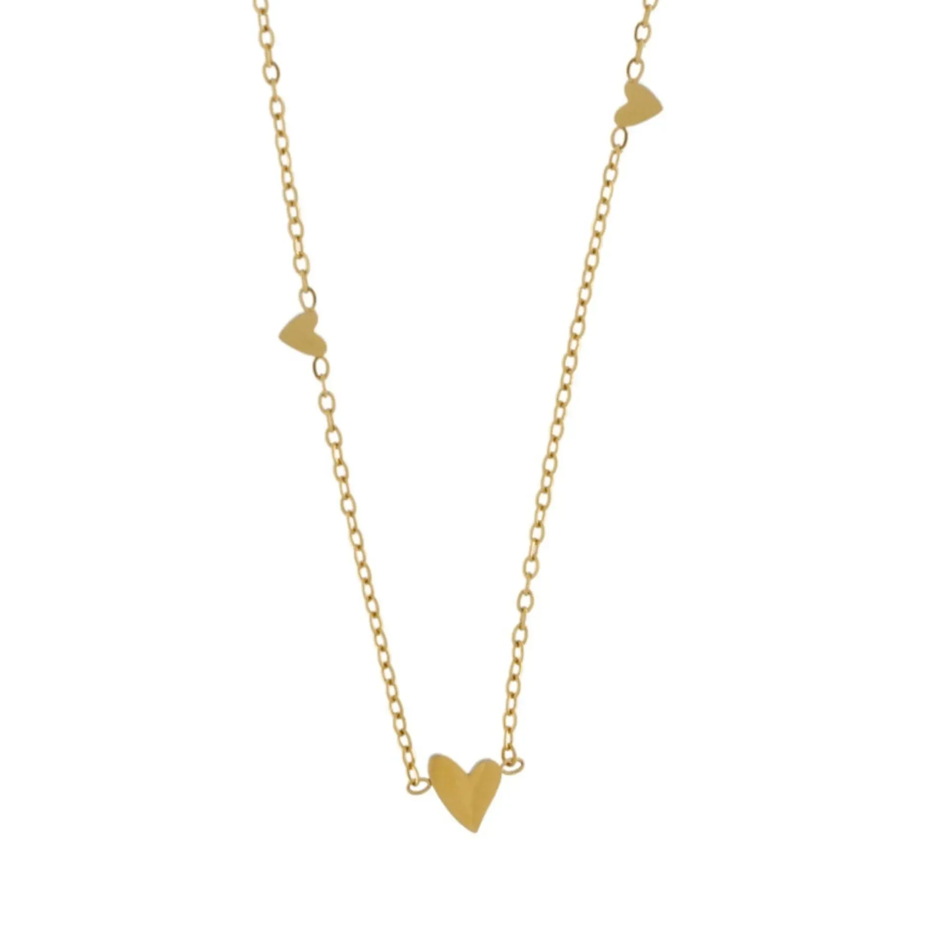 Love Waterproof 3 Mini Heart Necklace 18K Gold Plating