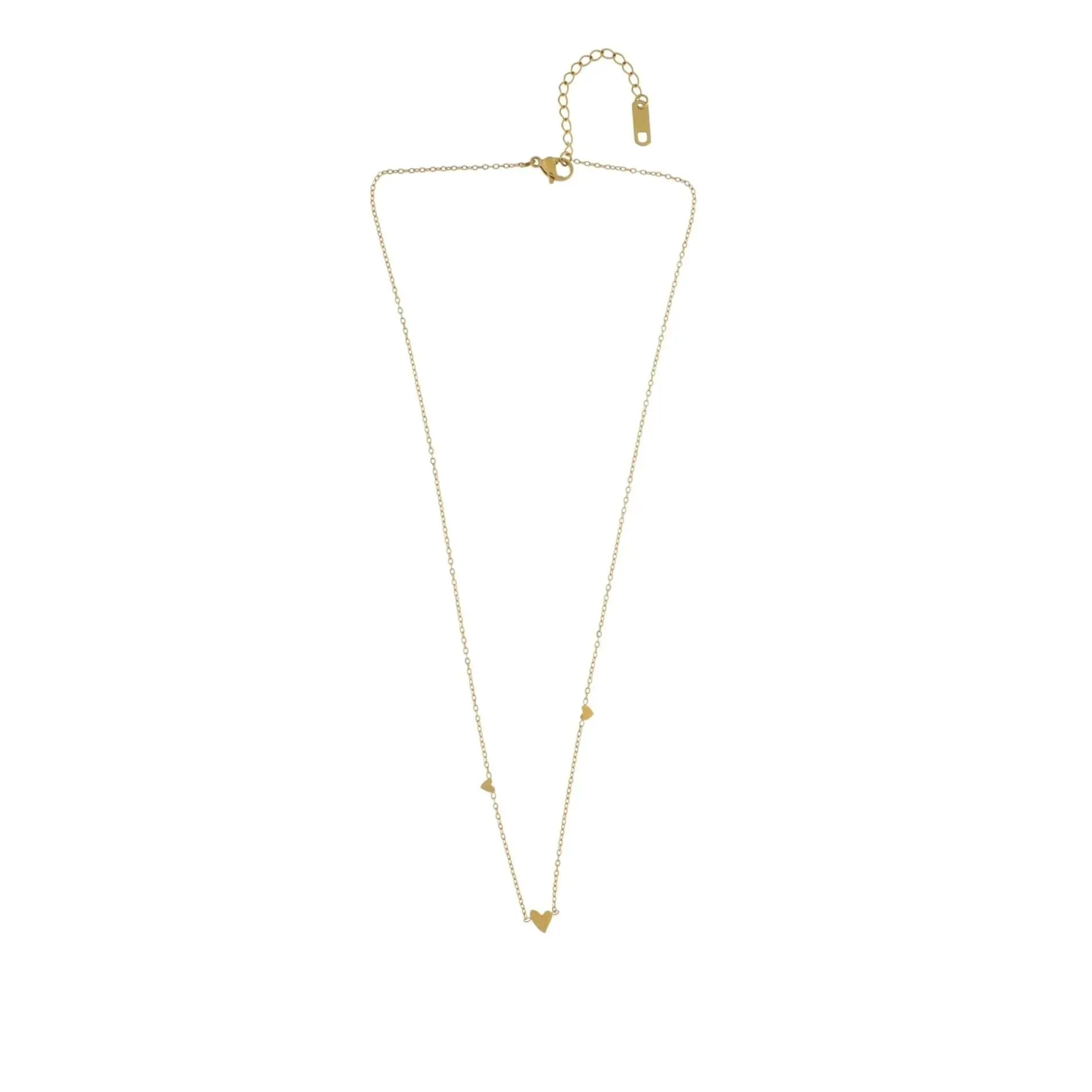 Love Waterproof 3 Mini Heart Necklace 18K Gold Plating