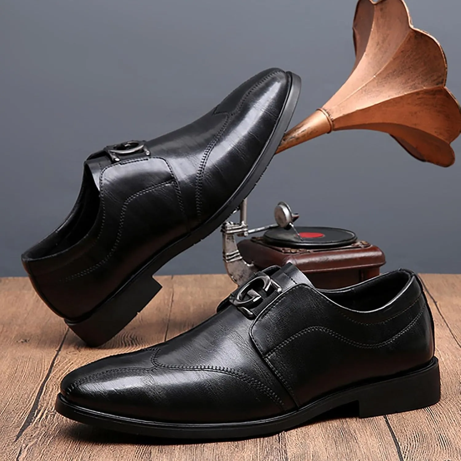 Men Casual Shoes Fashion Classic Men Leather Shoes Pointed Toe Casual Dress Shoes Comfortable Breathable Business Men Shoes