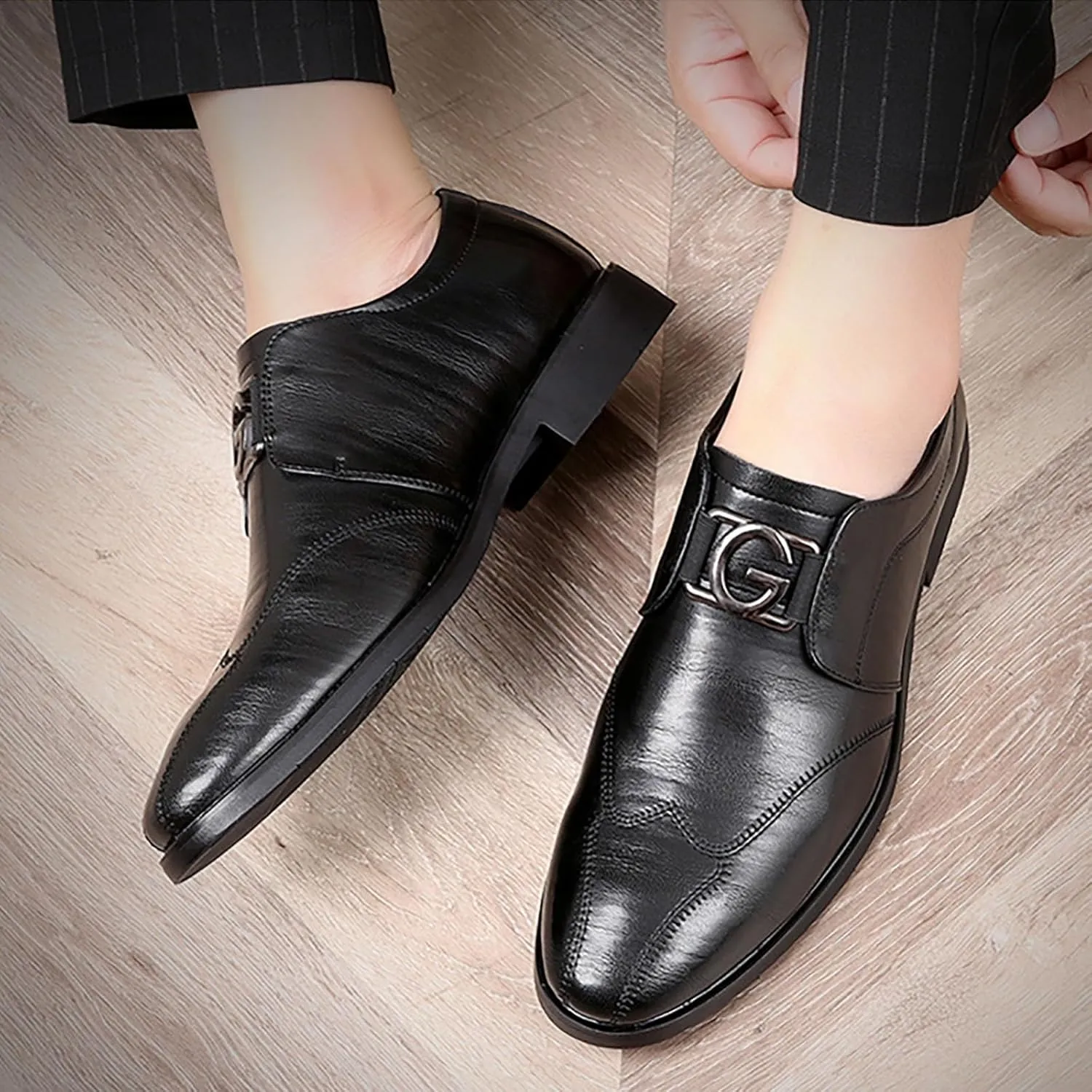 Men Casual Shoes Fashion Classic Men Leather Shoes Pointed Toe Casual Dress Shoes Comfortable Breathable Business Men Shoes
