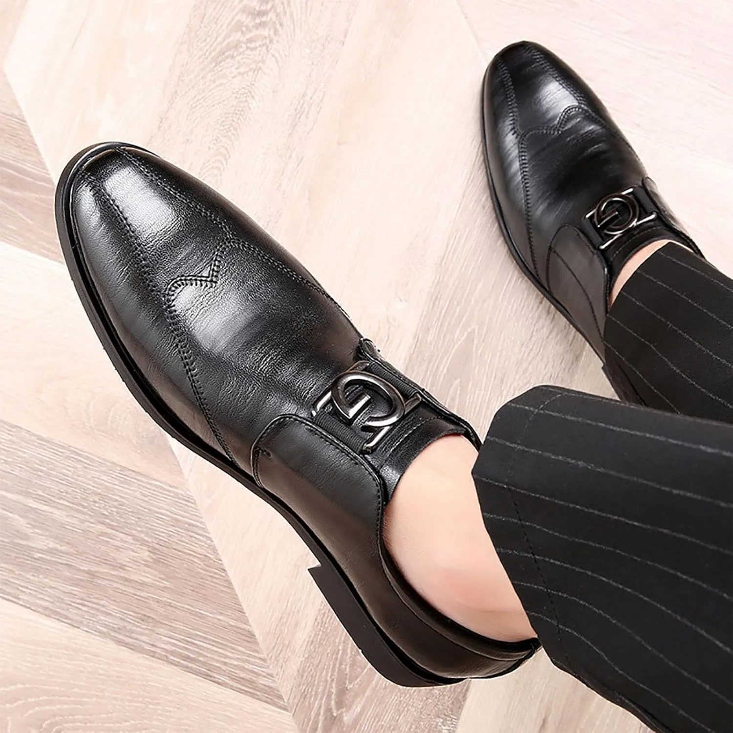 Men Casual Shoes Fashion Classic Men Leather Shoes Pointed Toe Casual Dress Shoes Comfortable Breathable Business Men Shoes
