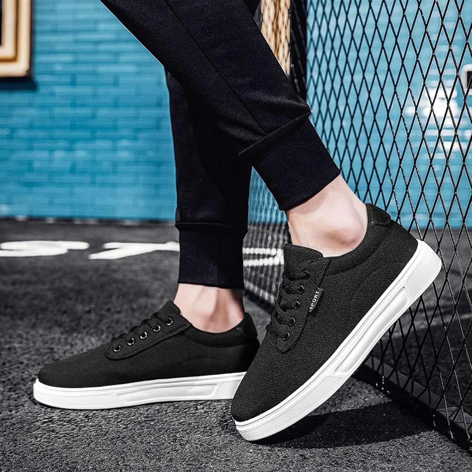 Men Casual Shoes Fashionable and Simple Solid Color New Pattern Flat Bottomed Comfortable Lace Men Casual Shoes X Wide Men's