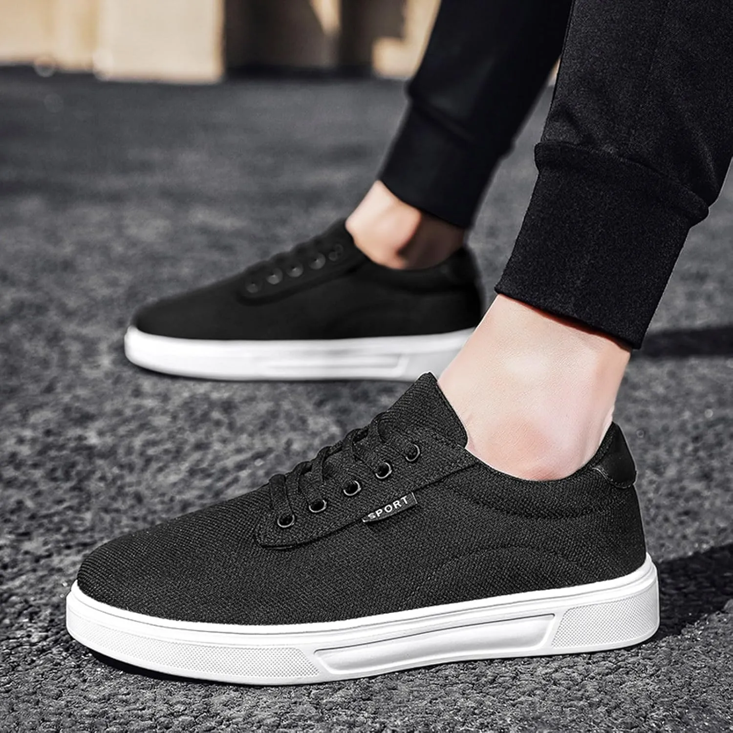 Men Casual Shoes Fashionable and Simple Solid Color New Pattern Flat Bottomed Comfortable Lace Men Casual Shoes X Wide Men's