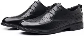 Mens Breathable Leather Dress Sandals Summer Perforated Genuine Leather Business Formal Office Oxford Shoes