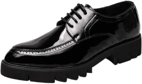 Men's Breathable Leather Oxford Shoes, Retro Fashion Business Casual Dress Shoes for Men, Black Leather Sneakers for Work & Formal Occasions