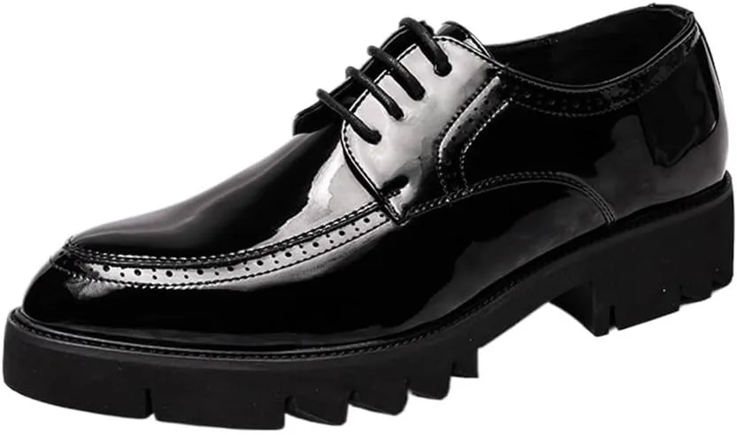 Men's Breathable Leather Oxford Shoes, Retro Fashion Business Casual Dress Shoes for Men, Black Leather Sneakers for Work & Formal Occasions