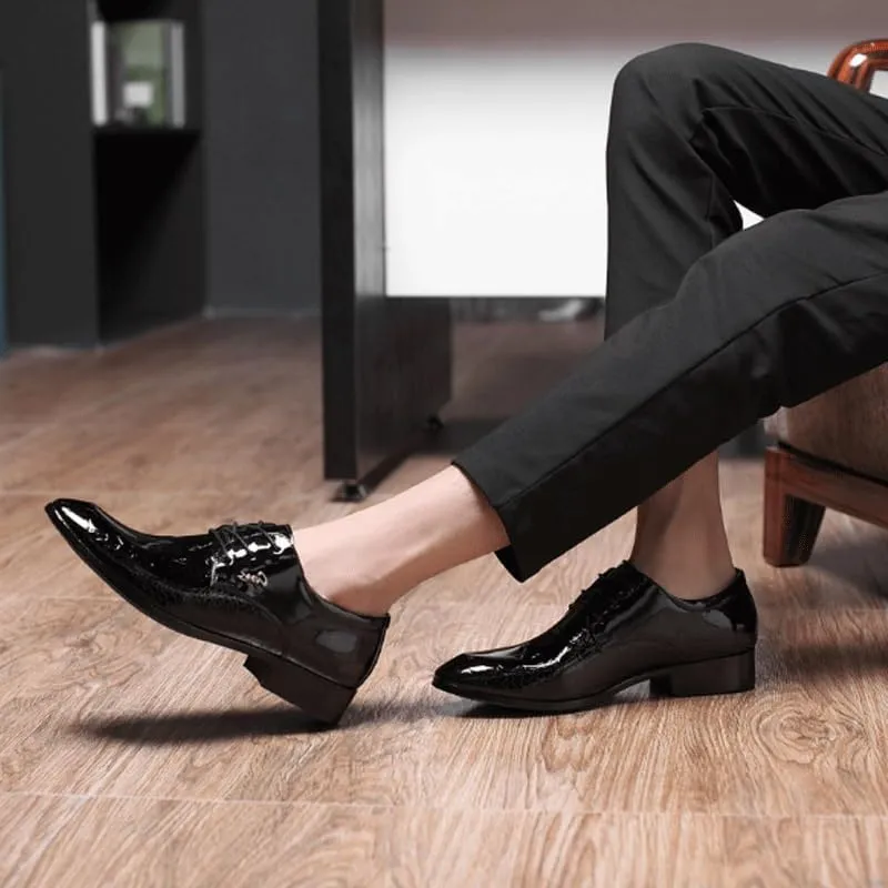 Men's Breathable Leather Wingtip Brogue Oxfords Office Working Premium Leather Derby Fashion Casual Classic Pointed-Toe Formal Shoes