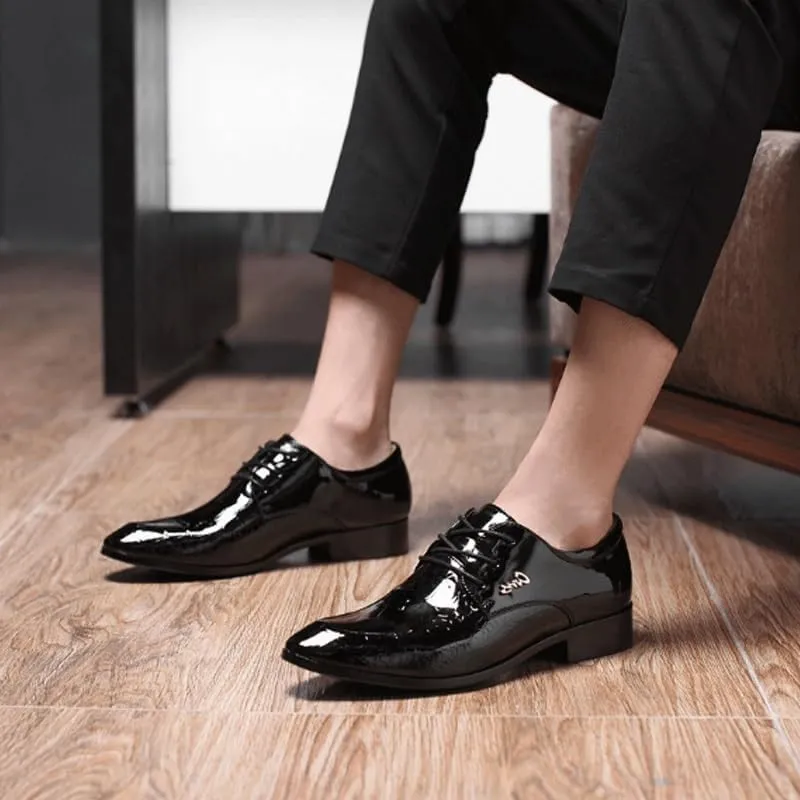 Men's Breathable Leather Wingtip Brogue Oxfords Office Working Premium Leather Derby Fashion Casual Classic Pointed-Toe Formal Shoes