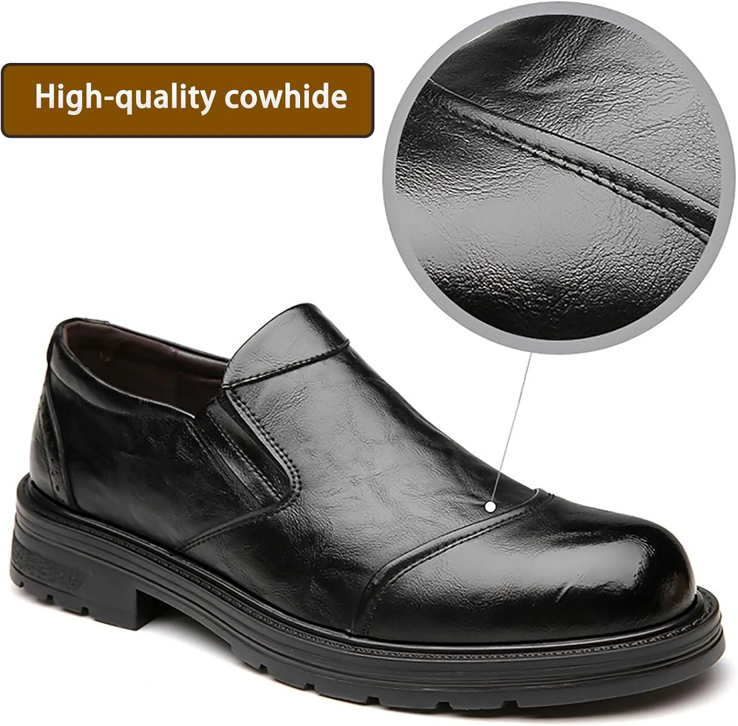 Mens Casual Dress Shoes Quality Breathable Slip On Leather Shallow Soft Leather Office Business Shoes Driving