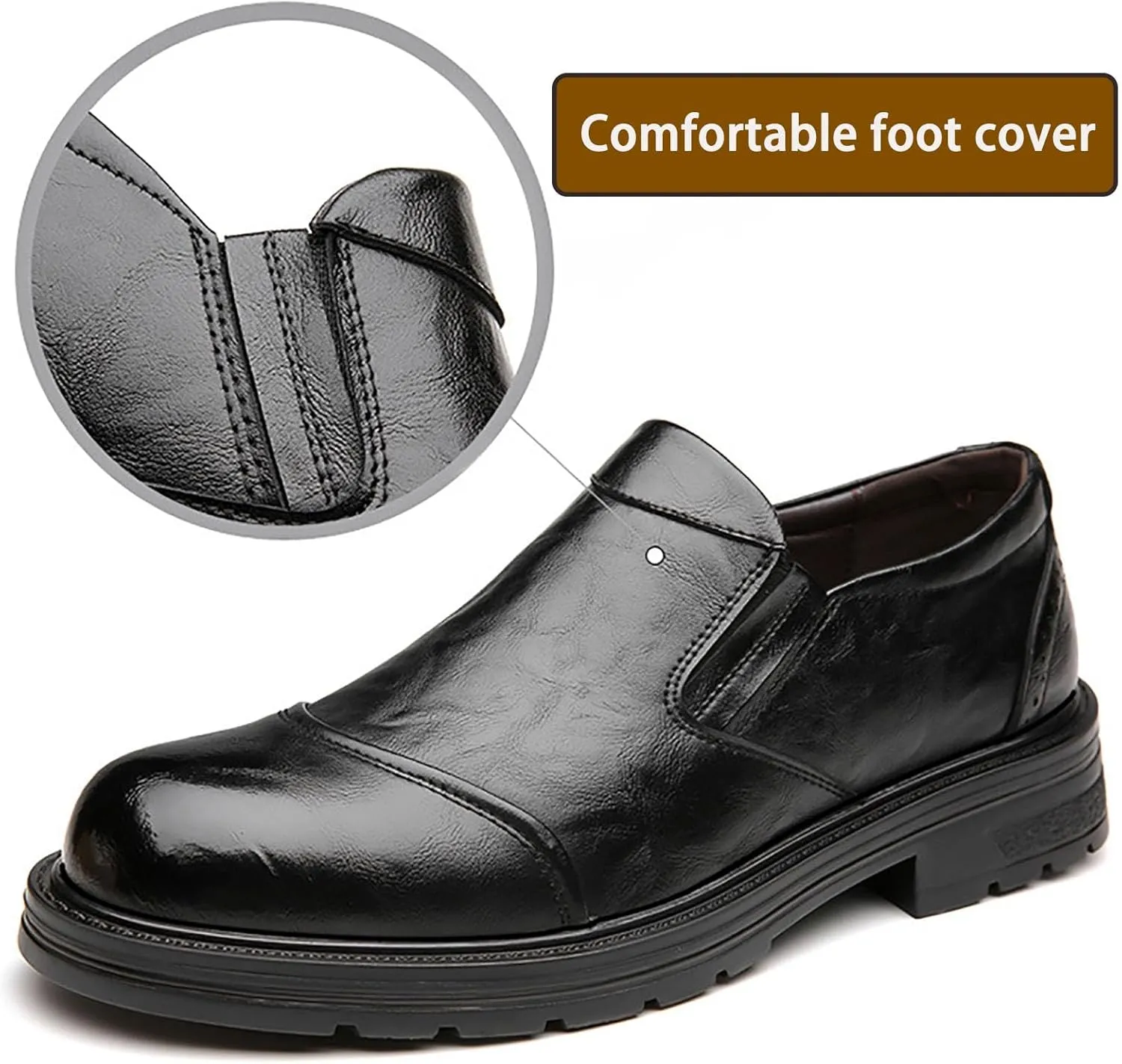 Mens Casual Dress Shoes Quality Breathable Slip On Leather Shallow Soft Leather Office Business Shoes Driving