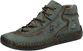 Mens Casual Slip on Shoes Leather Fashion Summer And Autumn Men Leather Shoes Flat Soft Bottom Comfortable Mid Top Lace Up Casual Casual Men's Shoe