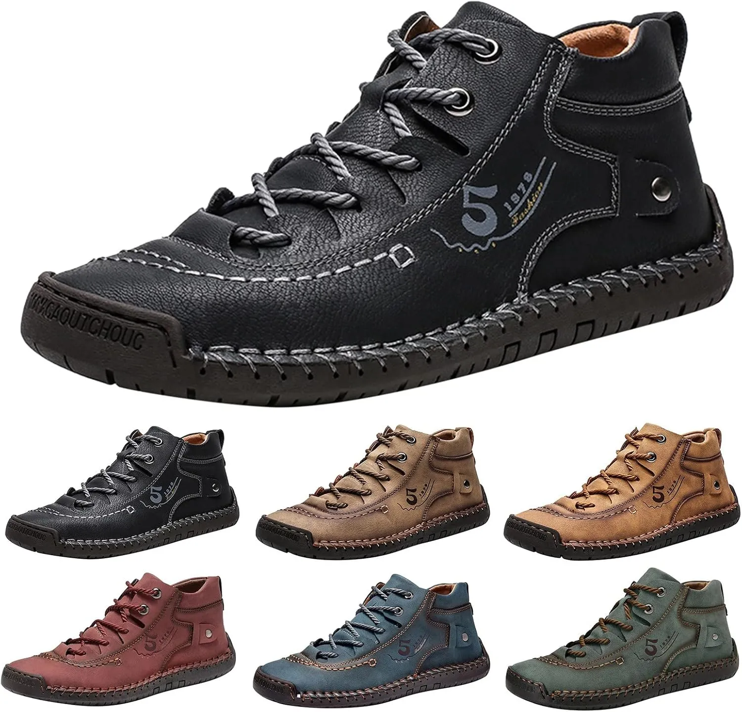 Mens Casual Slip on Shoes Leather Fashion Summer And Autumn Men Leather Shoes Flat Soft Bottom Comfortable Mid Top Lace Up Casual Casual Men's Shoe