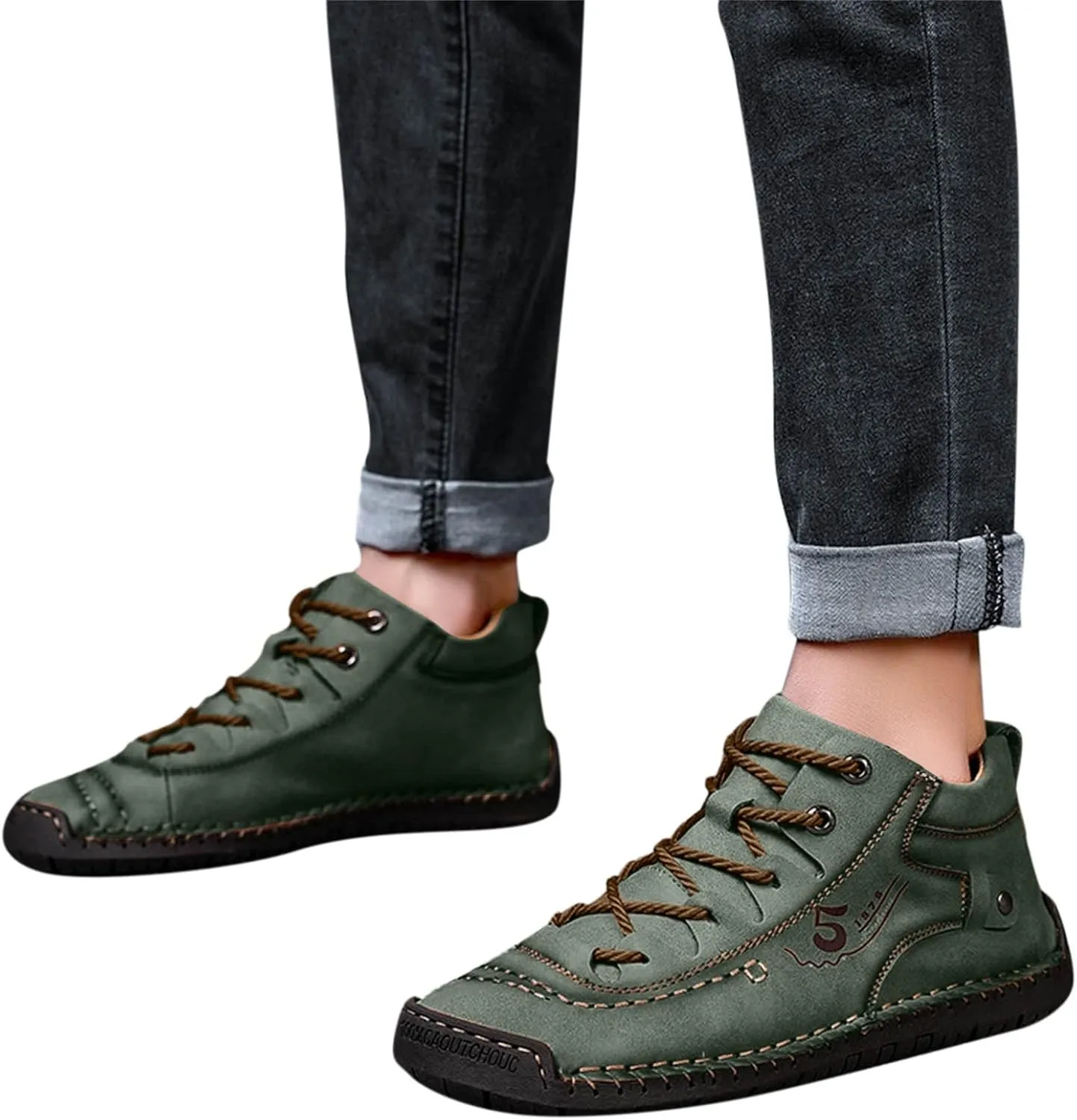 Mens Casual Slip on Shoes Leather Fashion Summer And Autumn Men Leather Shoes Flat Soft Bottom Comfortable Mid Top Lace Up Casual Casual Men's Shoe