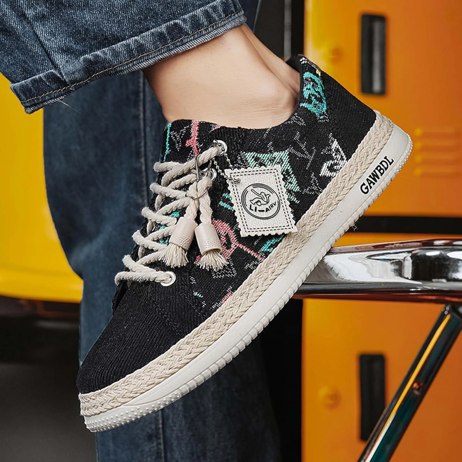 Men's Casual Sneakers Fashion Lace-up Canvas Casual Shoes Comfortable Lightweight Slip On Shoes Outdoor Breathable Non-Slip Walking Shoes Casual Loafers