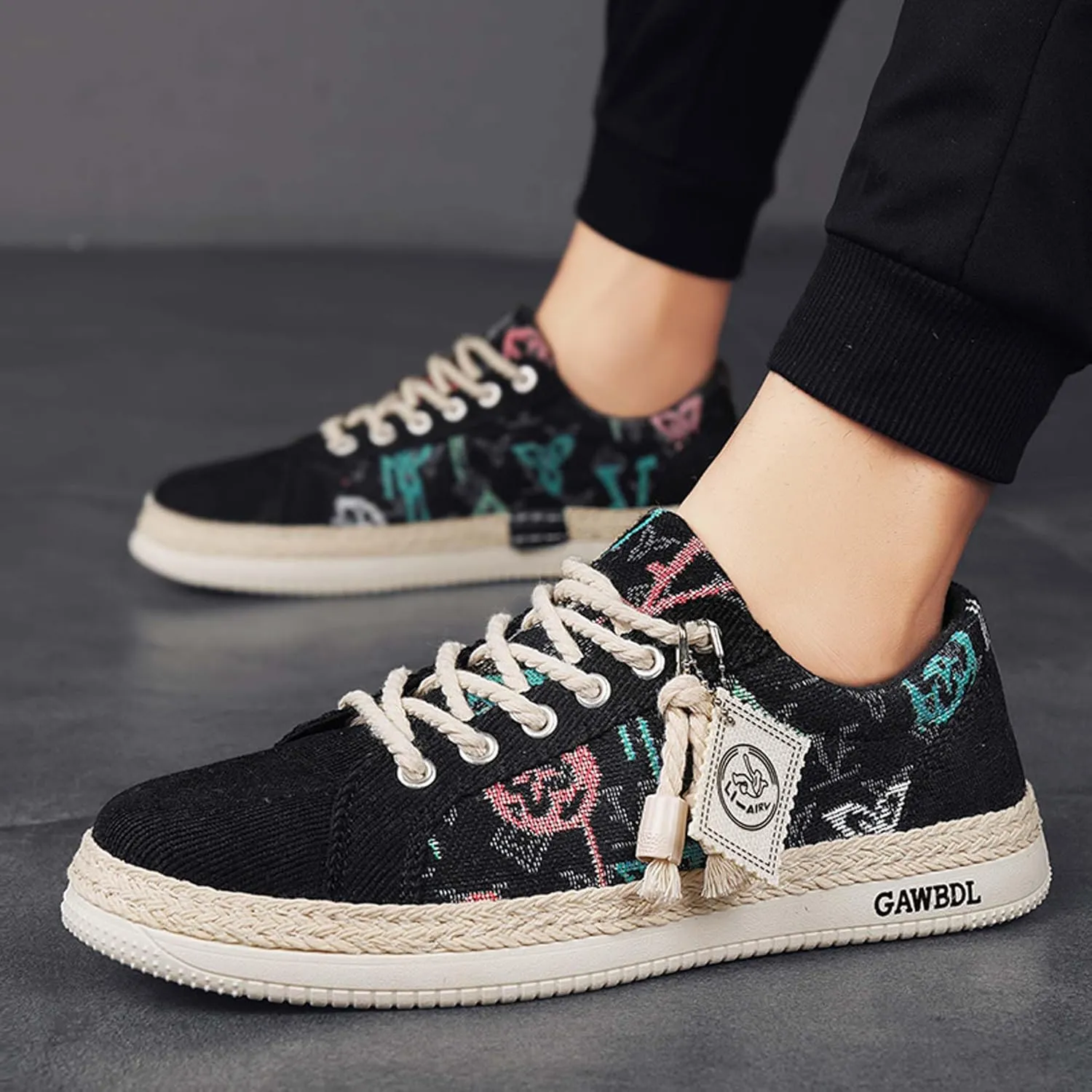 Men's Casual Sneakers Fashion Lace-up Canvas Casual Shoes Comfortable Lightweight Slip On Shoes Outdoor Breathable Non-Slip Walking Shoes Casual Loafers