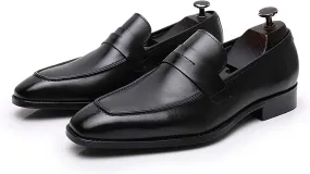 Men's Dress Leather Shoes Formal Oxford Shoes for Men Round Toe Casual Business Leather Shoes Comfortable Wedding Shoes Slip On Leather Driving Shoes,Black,8.5US/42EU