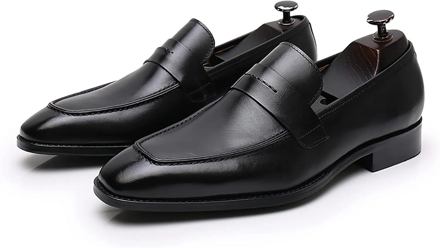 Men's Dress Leather Shoes Formal Oxford Shoes for Men Round Toe Casual Business Leather Shoes Comfortable Wedding Shoes Slip On Leather Driving Shoes,Black,8.5US/42EU