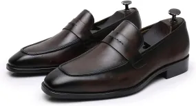 Men's Dress Leather Shoes Formal Oxford Shoes for Men Round Toe Casual Business Leather Shoes Comfortable Wedding Shoes Slip On Leather Driving Shoes,Brown,8US/41EU