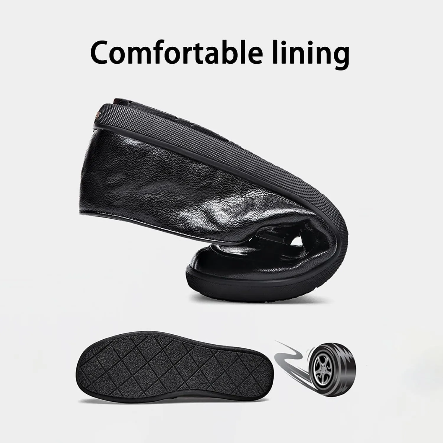 Men's Leather Chunky Dress Shoes Comfortable Oxford Shoes ， Breathable Fashion Casual Round Toe Synthetic Leather Business Footwear