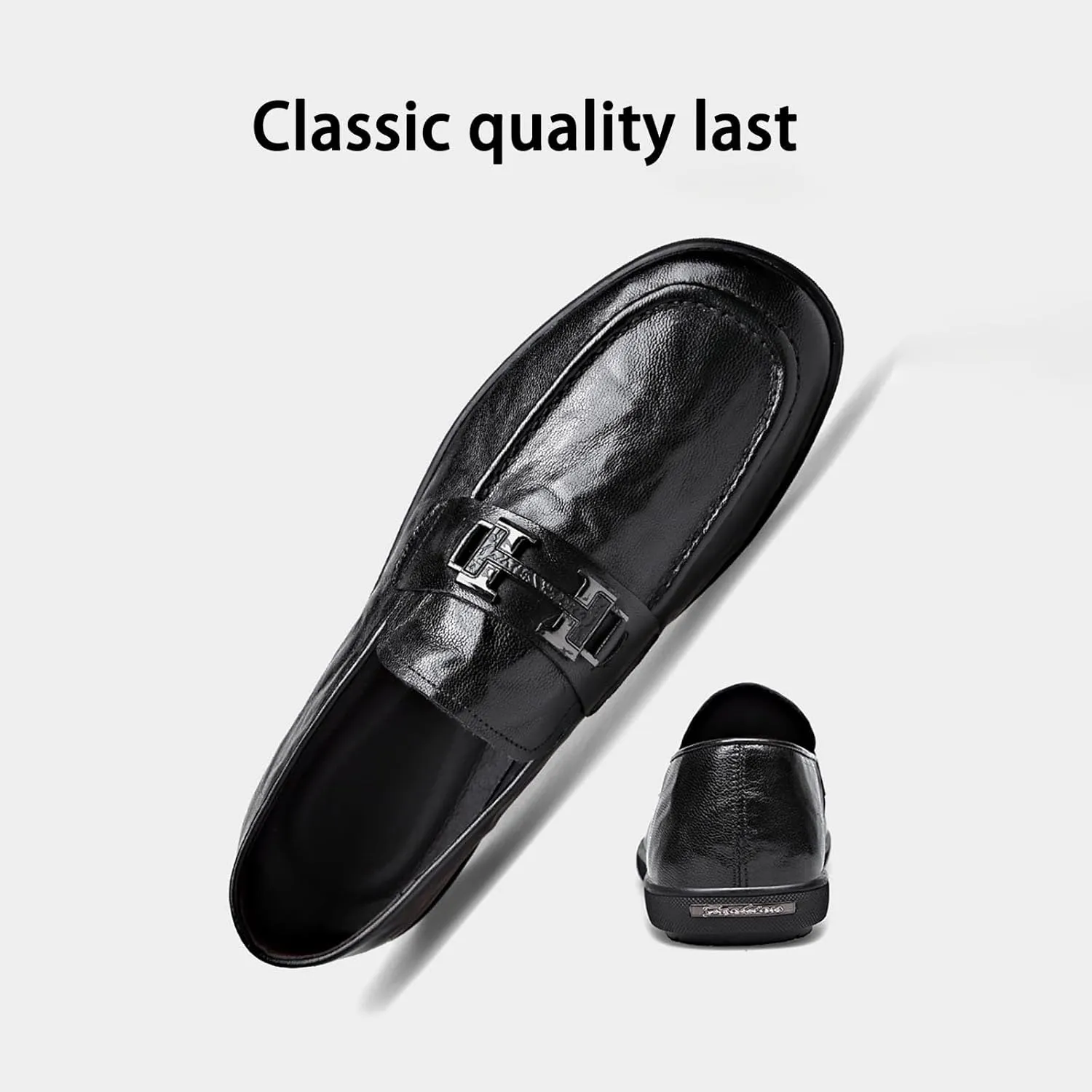 Men's Leather Chunky Dress Shoes Comfortable Oxford Shoes ， Breathable Fashion Casual Round Toe Synthetic Leather Business Footwear