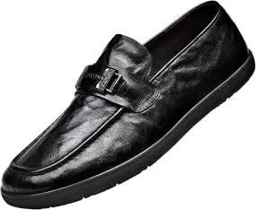 Men's Leather Chunky Dress Shoes Comfortable Oxford Shoes ， Breathable Fashion Casual Round Toe Synthetic Leather Business Footwear