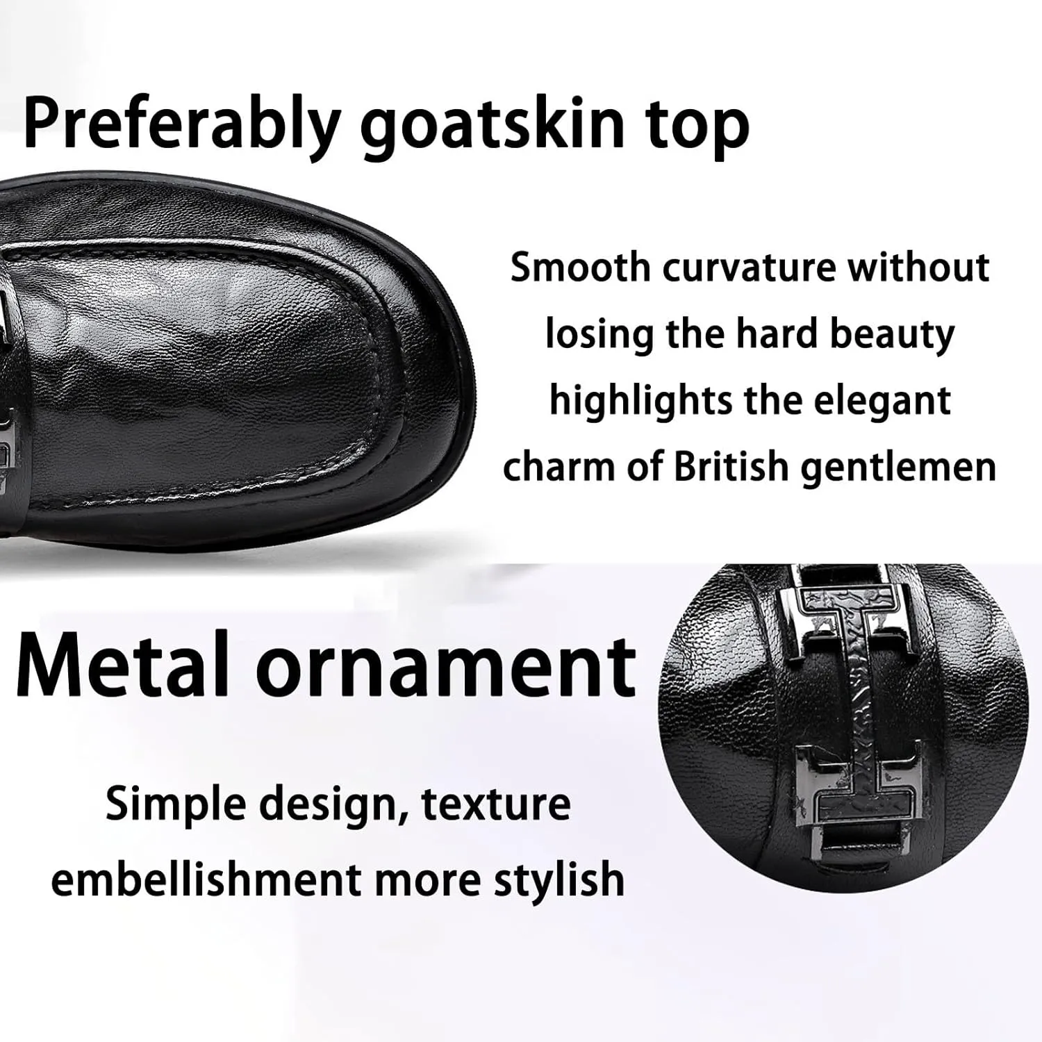 Men's Leather Chunky Dress Shoes Comfortable Oxford Shoes ， Breathable Fashion Casual Round Toe Synthetic Leather Business Footwear