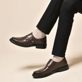 Men's Leather Slip-On Oxford Shoes, Pointed Toe Dress Shoes for Wedding & Party, Genuine Leather Fashion Shoes for Men